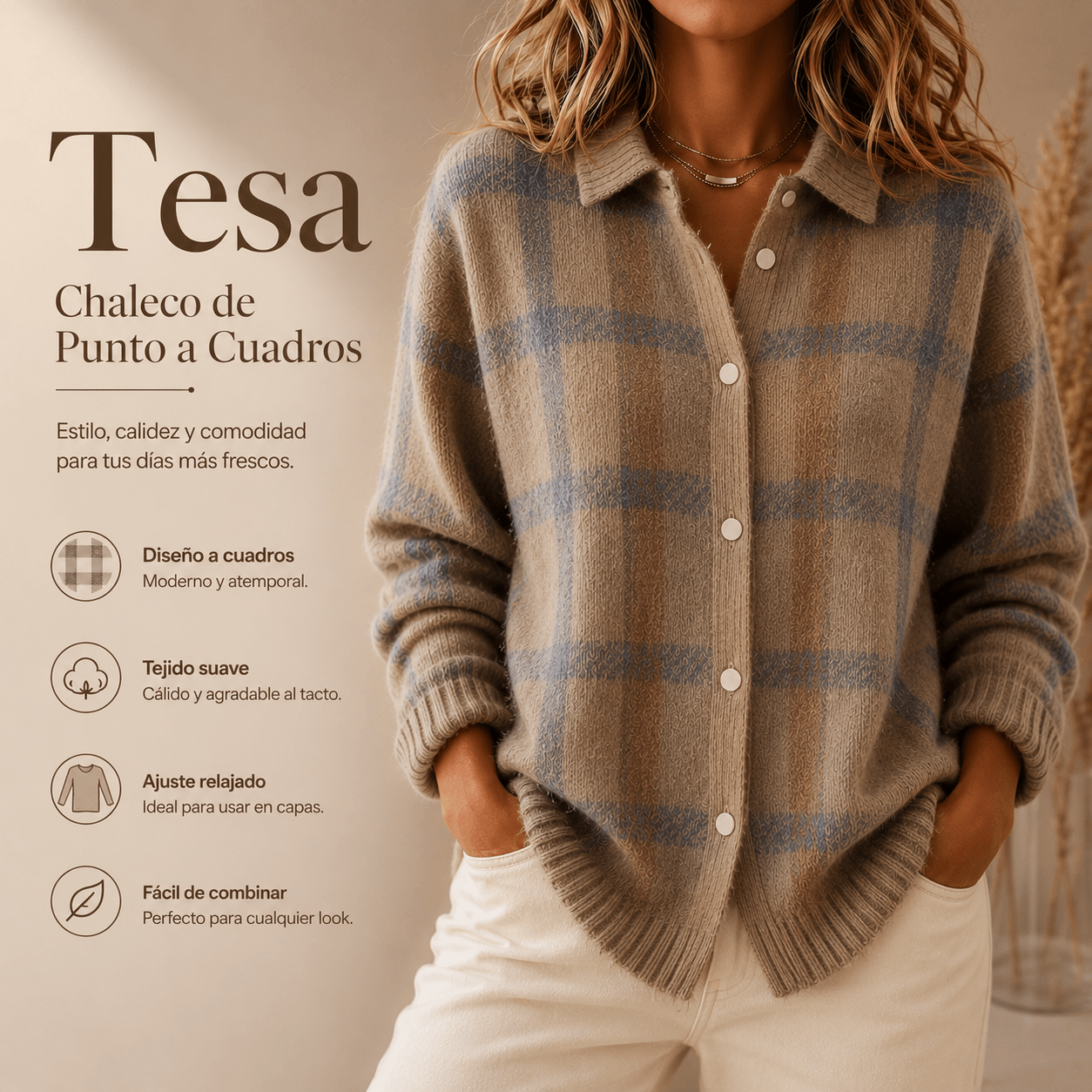 Tesa | Chaleco de punto a cuadros