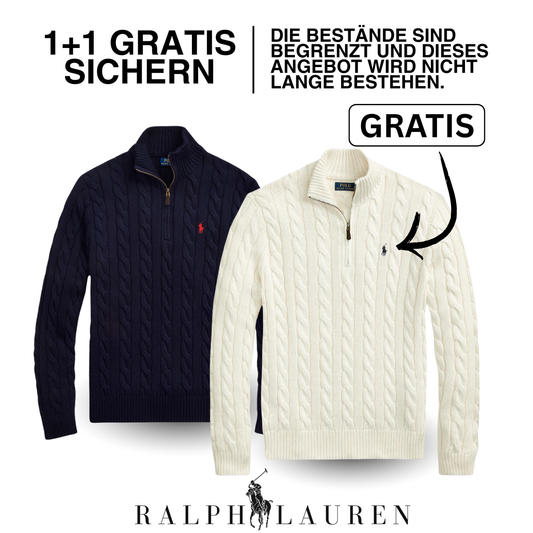 RL™ Zopfstrick-Pullover aus Baumwolle mit Viertelreißverschluss