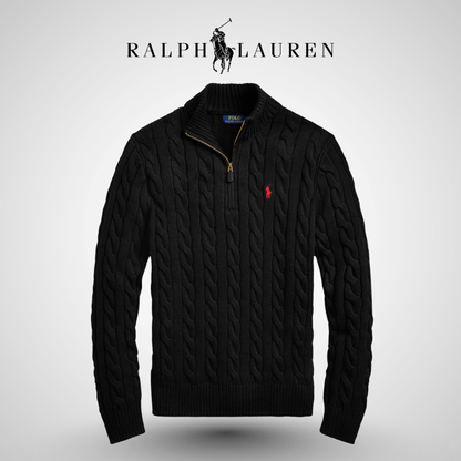 RL™ Zopfstrick-Pullover aus Baumwolle mit Viertelreißverschluss