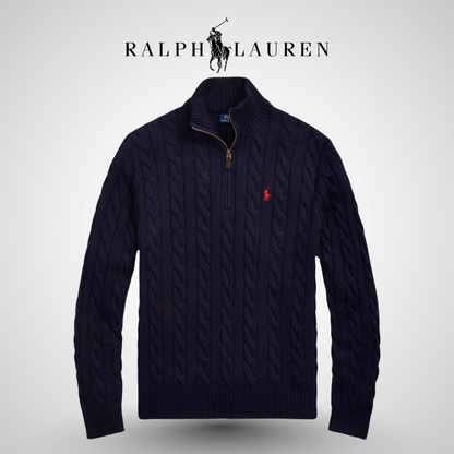RL™ Zopfstrick-Pullover aus Baumwolle mit Viertelreißverschluss