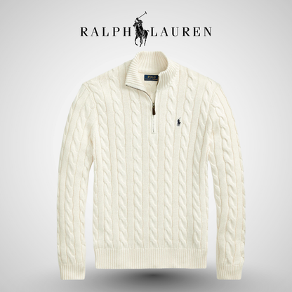 RL™ Zopfstrick-Pullover aus Baumwolle mit Viertelreißverschluss