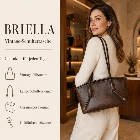 BRIELLA | Vintage-Schultertasche – Hero Dunkelbraun